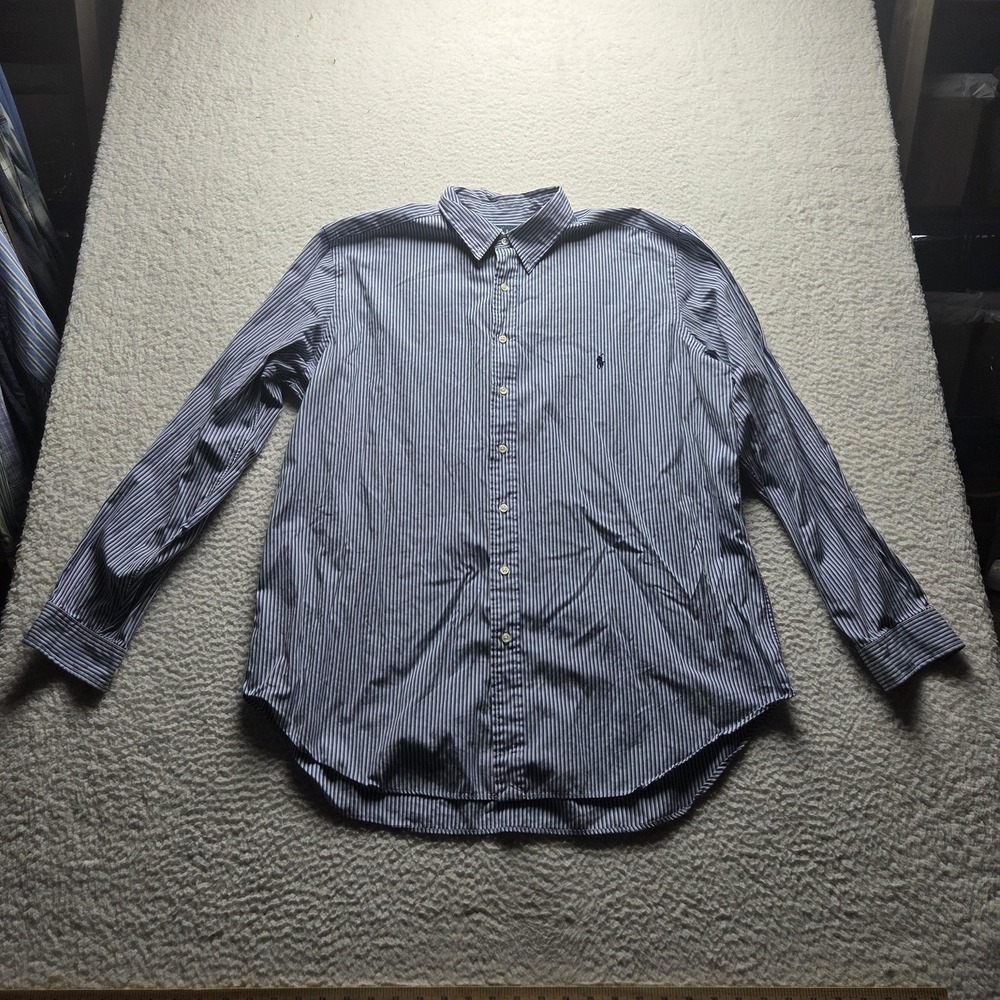Ralph Lauren Shirt Mens XLT Blue Stripe Long Sleeve Classic Fit Button-Up Casual